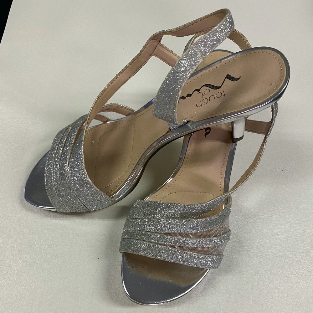 Touch Of Nina Sandal Glitter Silver Size 6.5
